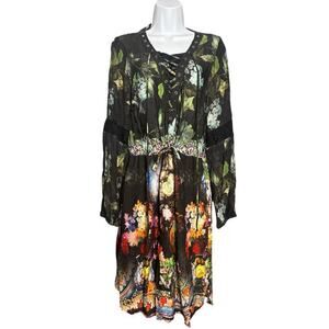 Amelia New York Floral Tunic Dress With Lace Detail, Size 12